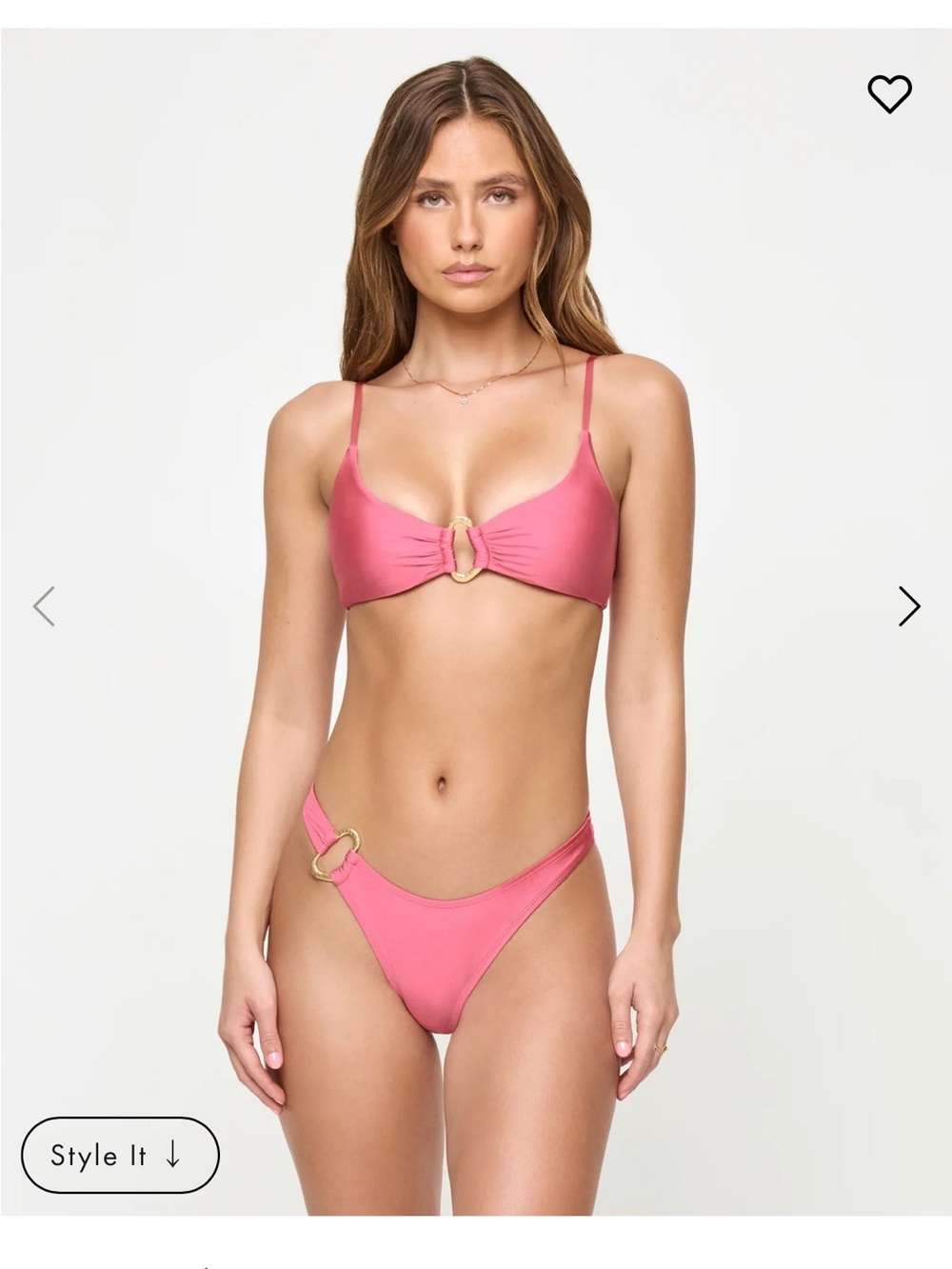 l*space Pink Bikini Set with Gold Ring Hardware